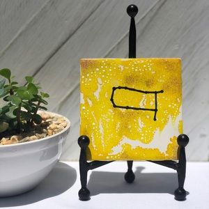 Yellow Gemini Zodiac Constellation Pink Glitter Tile - Home Decor - Astrology